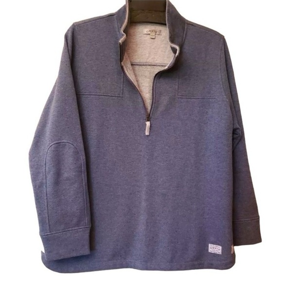 Orvis Pull Over Quarter Zip Sweater Fleece Blue Marled Soft Cabincore Size XL - Picture 6 of 13